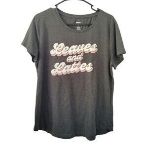 Sonoma Leaves and Lattes Graphic T-Shirt Size Large Fall Autumn Coffee